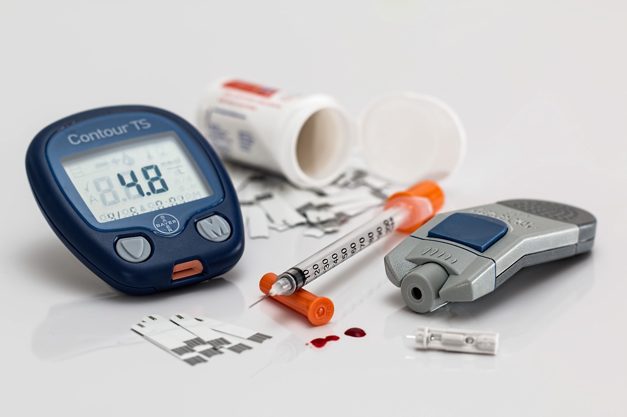 Auf diesem Bild ist eine Illustration von Typ-1-Diabetes zu sehen, der eine Störung der Insulinproduktion und -regulierung darstellt